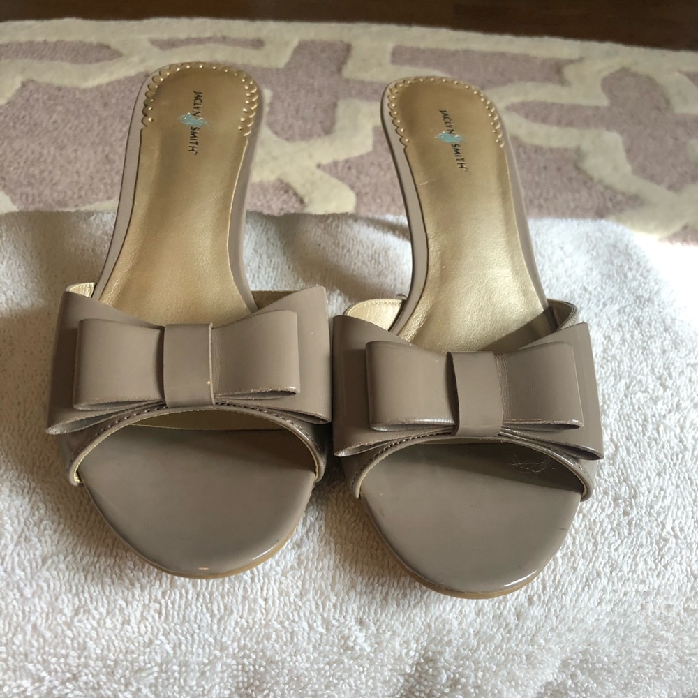 Nude kitten heel slip on